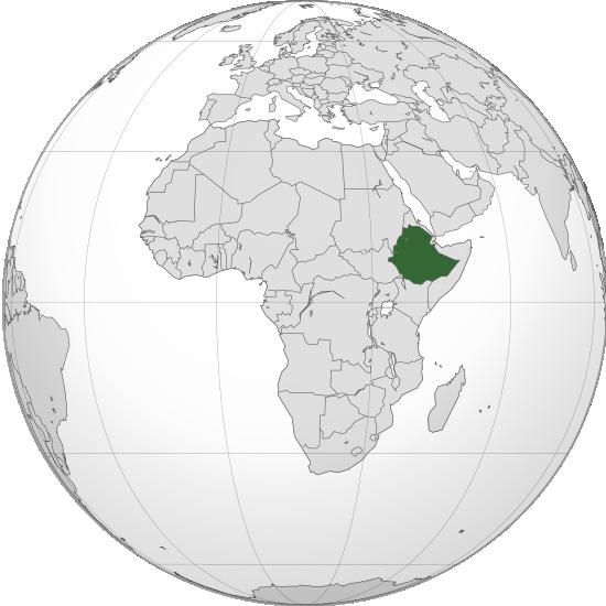 Etiopie - poloha na mapě světa